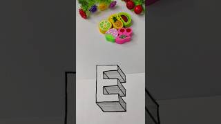 very easy how to drawing 3d floating latterquotE anamorfic illusionkidsdrawingviralartwork [upl. by Waller]