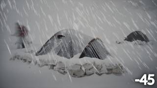 EXTREME Winter SNOW STORM 45C WINTER CAMPING WINTER STORM hits HOT tent FREEZING wind [upl. by Yung479]