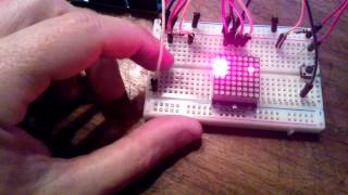 Snakegame on Arduino using 8x8 matrix of AdaFruit [upl. by Noli]