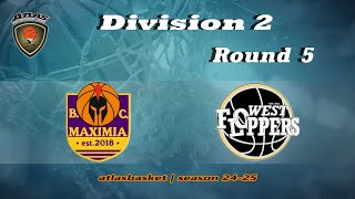 Atlasbasket  Div 2Round 5  MAXIMIA vs WEST FLOPPERS [upl. by Nalrah]