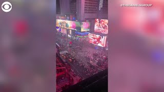 Times Square crowd mistakes backfiring motorcycle for mass shooter [upl. by Storer]