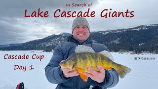 Lake Cascade Giants  Cascade Cup Day 1  Ice Fishing Tournament for Jumbo Perch fishing [upl. by Hobbs]