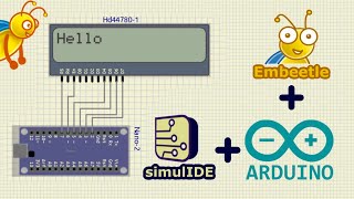 SimulIDE  Embeetle  LCD DisplayHD44780 [upl. by Ahsinot]