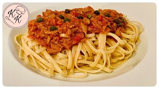 Pasta mit ThunfischTomatensauce  Spaghetti  Тунец с томатным соусом для макарон [upl. by Annahs]