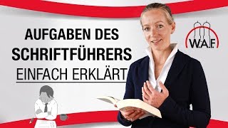 Schriftführer Aufgaben Die Aufgaben des Schriftführers einfach erklärt  Betriebsrat Video [upl. by Htevi83]