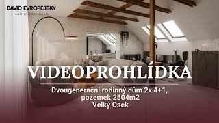 Dvougenerační rodinný dům s dispozicí 2x 41 pozemek 2504m2 Velký Osek [upl. by Longfellow]