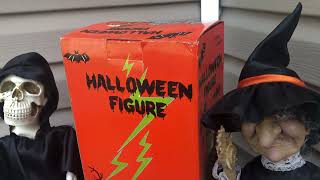 Vintage Halloween Animated Witch and Skeleton Sound Light Battery Operated 198789 [upl. by Yhtuv]