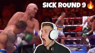 LUCAS TRACY watches insane ROUND 9 of the TYSON VS USYK fight [upl. by Nedlog]