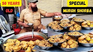 50 YEARS OLD  Imam Masjid Selling Desi Murgh and Shorba in BreakFast  Street Food Androon Lahore [upl. by Kartis411]