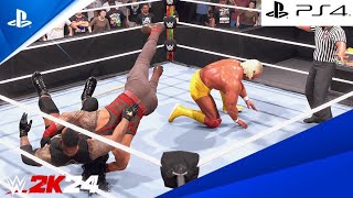 WWE 2K24  Roman 15 Vs Hogan Vs MVP Vs Taker  KO ELIMINATION FATAL 4 WAY MATCH  PS4™ [upl. by Sloan]