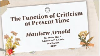 The Function of Criticism at present Time Matthew Arnold [upl. by Dann]