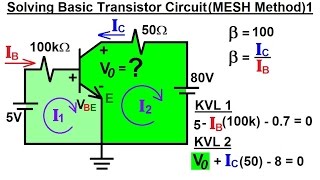 Electrical Engineering Ch 3 Circuit Analysis 34 of 37 Solving Basic Transistor Circuit MESH 1 [upl. by Elisabetta]