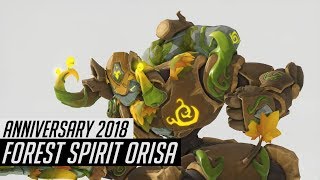 Forest Spirit Orisa Skin Spotlight  All Cosmetics amp Gameplay Overwatch Anniversary 2018 [upl. by Squires]