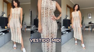 VESTIDO MIDI  PAP CROCHET Tutorial  Passo a passo [upl. by Ellicul]