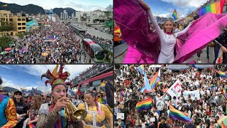 Más de 100000 personas se sumaron a la festiva Marcha del Orgullo en Bogotá  AFP [upl. by Cigam]