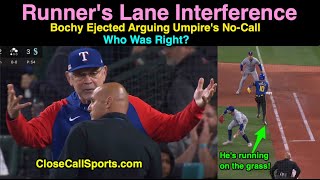 E78  Bruce Bochy Ejected on Vic Carapazzas Runners Lane Interference NoCall of a Grass Runner [upl. by Colan22]