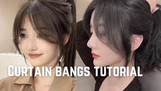 curtain bangs tutorial ✨✨🌼🌺🌸💮💗 viral viralvideo trending fashion style music [upl. by Croteau]