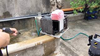 Cleaning the airconditioner using Lotus 1400W Pressure Washer for the first time [upl. by Amsden]