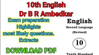 10th English Dr B R Ambedkar important question answers learneasilyhub [upl. by Yauqaj]