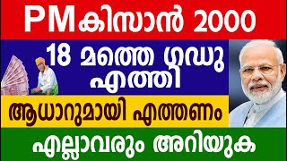 മോദിജിയുടെ സഹായം PM കിസാൻ 2000 18 മത്തെ ഗഡു എത്തി അക്കൗണ്ടിലെത്തി PM Kisan Malayalam [upl. by Nhtanhoj427]