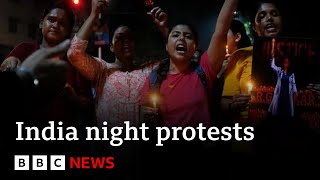 Indian women lead night protests after doctors rape and murder  BBC News [upl. by Annerb]