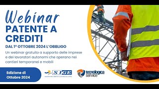 Webinar SIGE La disciplina della PATENTE a CREDITI [upl. by Eiderf]