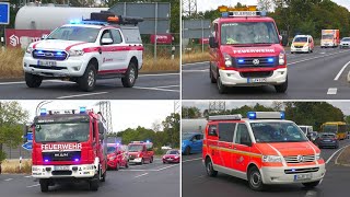 Großbrand Lagerhalle  Sirenenalarm Einsatzfahrten zu Großeinsatz in Troisdorf [upl. by Arymat]