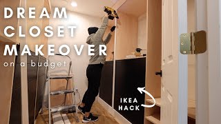 DIY Dream Closet Makeover On A Budget Part 1  Closet On A Budget  IKEA Hack [upl. by Ynetsed]