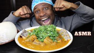 Mukbang Asmr Oxtail Cocoyam Palmnut Soup amp Pounded Yam with Fish I am so Happy [upl. by Easter123]