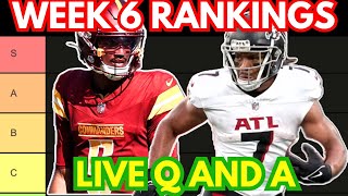 Week 6 LIVE Rankings for QBs RBs WRs and TEs  Fantasy News QampA Fantasy Football 2024 [upl. by Viva919]