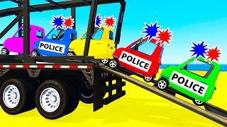 SMALL POLICE CARS Transportation in Spiderman Cartoon for Kids amp Colors for Toddlers Nursery Rhymes [upl. by Aniras]