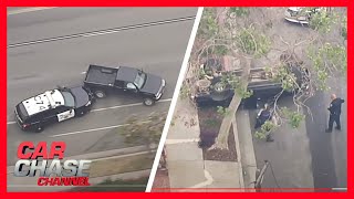 DRAMATIC CAR CHASE Police pursuit ends with flipped car after 3 PIT maneuvers  Car Chase Channel [upl. by Ataynik]