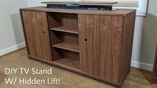 DIY TV Stand W HIDDEN TV LIFT  Nathan Builds [upl. by Aliuqet]