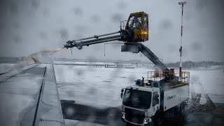 Deicing the airplane and taking off from HEL Helsinki Finland  ASMR Slow TV  Dec 7 2022 [upl. by Adohr]