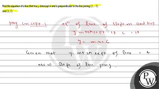 Find the equation of a line that has \ y \intercept 4 and is perpendicular to the line joinin [upl. by Shermie]