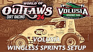 Volusia Custom setup for the Wingless Sprints World of Outlaws Dirt Racing 24 [upl. by Dilks]