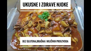 UKUSNE I ZDRAVE NJOKE U PARADAJZ SOSU SA LIGNJAMA BEZ GLUTENABRAŠNA I MLEČNIH PROIZVODA [upl. by Aciret]