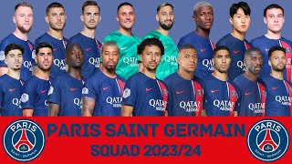 PARIS SAINTGERMAIN Squad Season 202324  PSG  FootWorld [upl. by Swirsky]