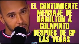 HAMILTON NO SE CALLA Y LANZA CONTUNDENTE MENSAJE A FRANCO COLAPINTO Y A OTROS PILOTOS JOVENES [upl. by Aimar]