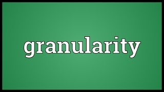 Granularity Meaning [upl. by Anitnerolf]