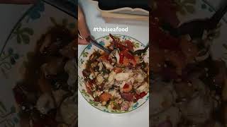 Thai seafood salad Raw ยำรวมมิตร thaifood bangkok food raw seafood salmon tuna tattoo [upl. by Aleb]