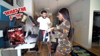 MY ANGRY GIRLFRIEND DELETES MY NBA 2K MYCAREER PLAYERS PRANK GETS VERY HEATED [upl. by Alarise]