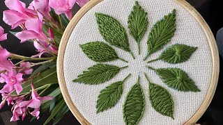 5 different leaf embroidery basicstitches craft beginners hoopart handembroidery diy [upl. by Saibot]