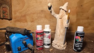 Carving A wizard with a dremel Painting 3 final [upl. by Adaiha]