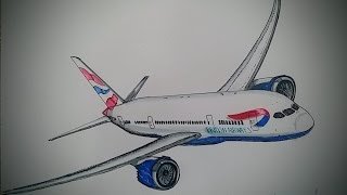 British AirwaysBoeing 787 Drawing timelapse [upl. by Arriet]