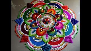 Big rangoli for Diwali  Colorful attractive and unique rangoli design for festivals [upl. by Moyna415]