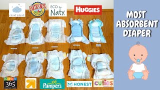 Ultimate Diapers Absorbency Test of Top 10 Brands including Pampers amp Huggies [upl. by Aihsal]