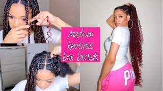 Medium Knotless Goddess Box Braids Beginner Friendly Tutorial ft 99J Xpressions Braiding Hair [upl. by Aiynat]