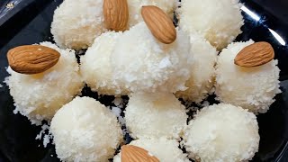 Homemede raffaello 3 Ingredient coconut Raffaello balls RecipeMalappuram Ruchikal [upl. by Elocyn]