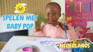 BABY POP SCHILDEREN EN TOREN BOUWEN  Speel en leer in het Nederlands met baby poppen [upl. by Arataj997]